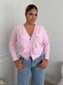 Maria Perezxox Women's Soft Pink Bow Cardigan,Long Sleeve Tops Fall Winter Cloth For Women - Pink - View 5