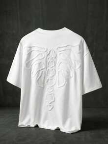 AXEPEAK Men's Solid Color Round Neck Short Sleeve Casual Loose Fit T-Shirt - White - View 12