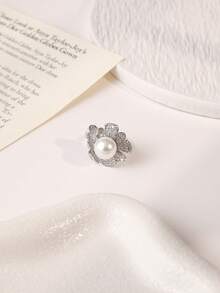 Enchnt 1 PC Gorgeous Cubic Zirconia & Faux Pearl Ring For Women For Mother's Day Gift Party Jewelry - 1# - View 16