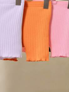 5pcs Baby Girls' Casual Solid Color Elastic Waist Shorts Set - Multicolor - View 3