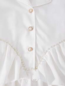 女童优雅腰部串珠连衣裙，灯笼泡泡袖，适合度假、春夏旅行、派对、返校等场合。 - 白色 - 查看 6