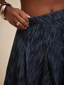 NYA SZN Eva Denim Skirt High Waisted Rise Loose A Line Zipper Dark Wash Cold Weather Valentine's Day Easter Spring Summer Elegant Luxury Event Party Everyday Casual Streetwear Midi Length Outfits For Women - Blue - View 6