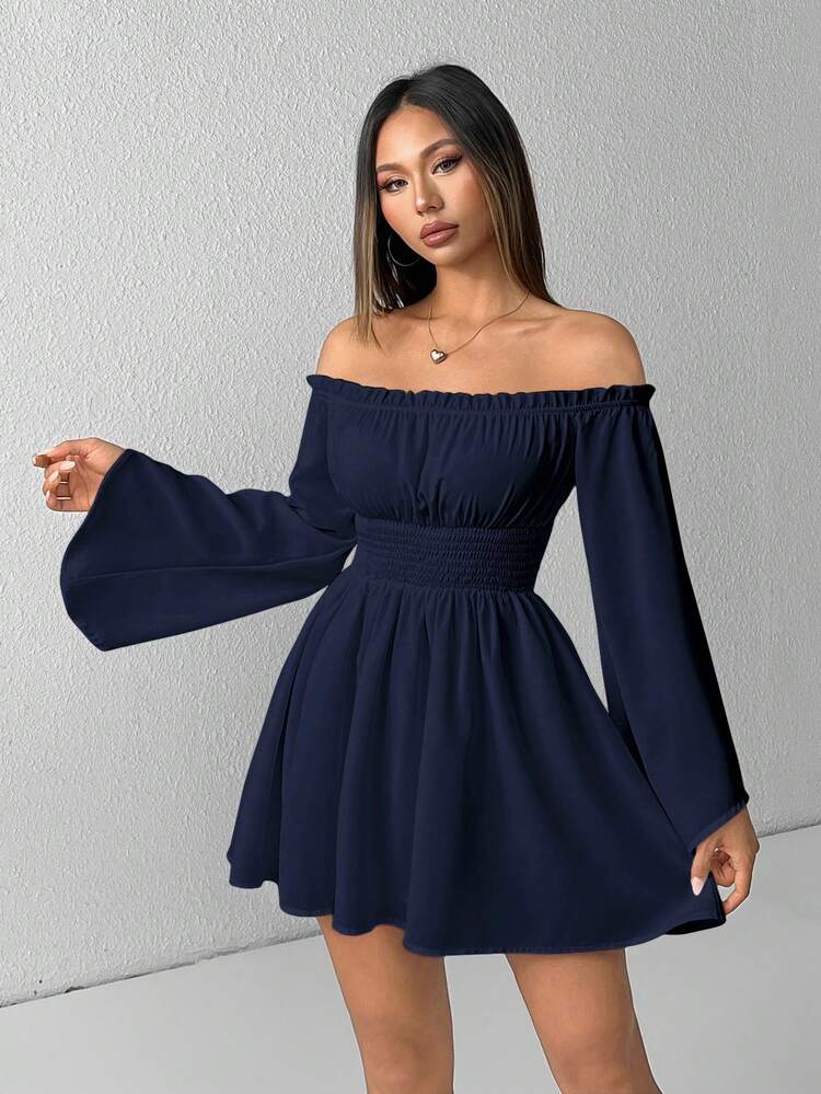 off the shoulder bell sleeve dress Off-Shoulder With A Train #1202 Embrace style and grace in this beautifully crafted dress designed to make a lasting impression Jovani 07065 Cream Off the