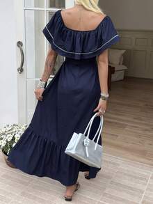 DAZY Women's Casual Ruffle Hem Dress, Summer - Blue - View 6