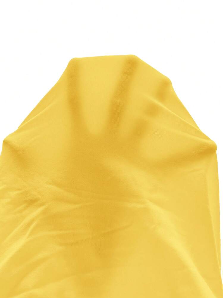 SHEIN SXY 女士纯色深V领褶皱性感吊带连体衣 - 黃色 - 查看 9