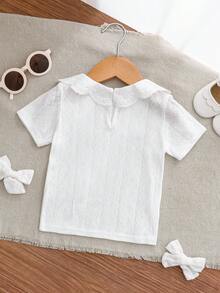 Cozy Pixies Top pull à col volant rond et manches longues pour bébé fille, couleur unie polyvalent et confortable - Multicolore - Voir 6