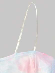 SHEIN MOD 女士碎花修身褶皱泡泡下摆欧根纱迷你连衣裙 - 彩色 - 查看 3