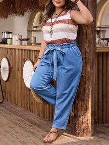 EMERY ROSE Quần jean denim bạc màu dáng rộng, thoải mái, thích hợp cho kỳ nghỉ, cỡ lớn. - Rửa nhẹ - Xem 6