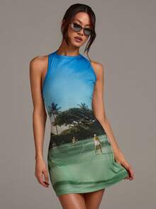 Athîral Women's Casual Printed Pattern Mini Dress - Multicolor - View 2