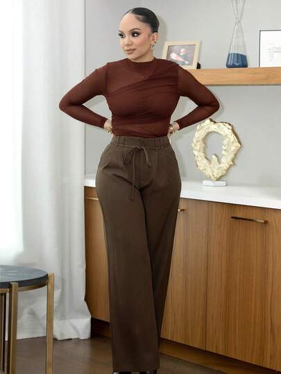 Melissa Matos 春夏女士浪漫/舞会/正式/生日/90 年代服装/商务休闲女士/优雅/西部装/外出/时尚/休闲/Y2K 服装/俱乐部/办公室/鸡尾酒会/复古/紧身/狂欢节/有趣/优雅/老钱/街头服饰/度假/乡村音乐会/工作服/端庄/春假/单身女郎/音乐会/坏人/基本款/毕业/低腰/宽松/直腿/阔腿/女士棕色裤子/女士阔腿裤，女士时尚裤子棕色高腰裤棕色阔腿裤，秋季