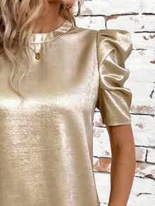 SHEIN Clasi 豹纹短袖女式连衣裙 - 金色 - 查看 7