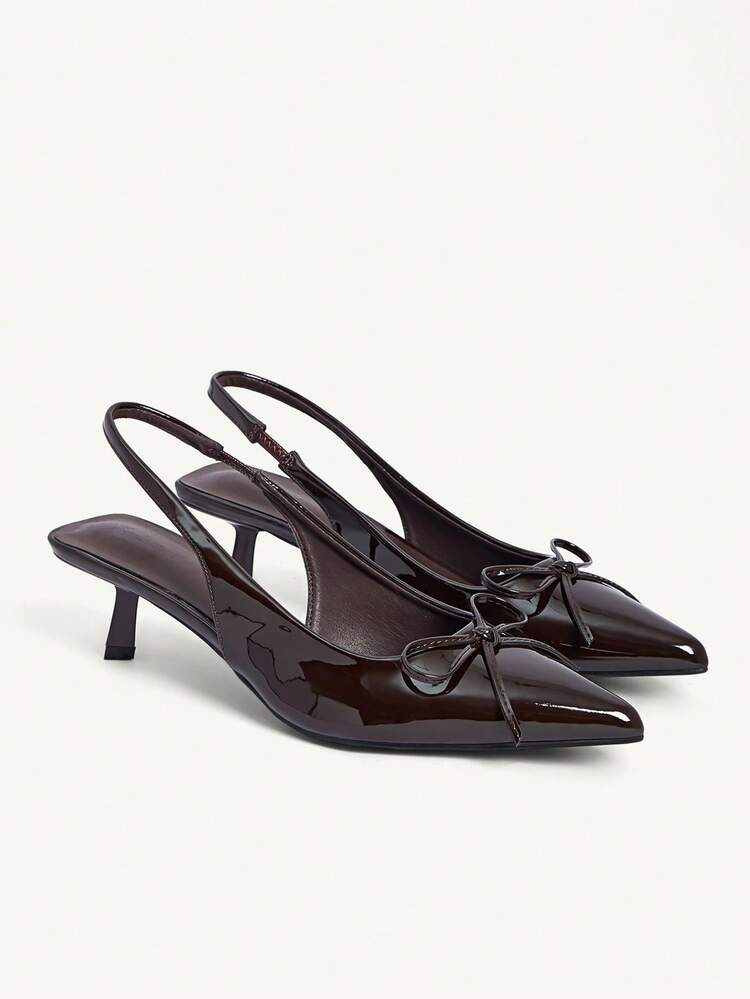 CUCCOO CHICEST Pointed Toe Stiletto Heel Bow Tie Burgundy Women's High Heel Pumps, Elegant Vintage Style For Formal Occasions For Christmas Wedding Shoes Spring Shoes Bride Shoes