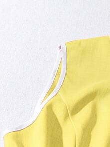 Qadelle Women's Elegant Contrast Trim Fuchsia 2 Pieces Set, Summer - Yellow - View 3