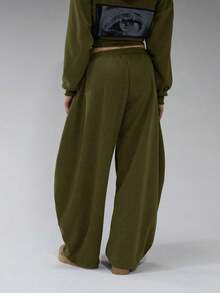 COUREZ Low Rise Baggy Balloon Joggers With Pleated Knees /Y2K Spring Clothes For Women Wide Leg Pants Woman Sweatpants For Woman Summer Outfits For Women Spring  Summer Loungewear Festival Oversized Pants Wide Leg Sweatpants Baggy Pants Concert Outfits - Army Green - View 4