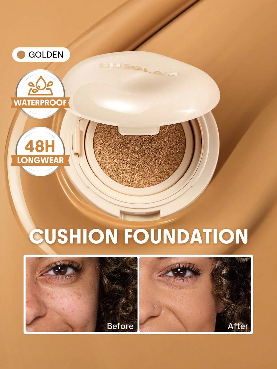 SHEGLAM Lock & Go Long-Lasting 氣墊粉餅-Golden 品牌 美容 化妝 化妝品 適合女性與女孩 完美搭配夏季春季 Y2K 時尚 流行 生日 母親節禮物 假期 派對準備就緒 最佳顏色 - Golden - 查看 1