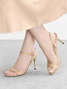 CUCCOO BIZCHIC 2025 New Versatile European And American Simple Fashion Thin Heel 9cm Medium High Heel Sandals Sexy And Thin Women's Sandals Valentine's Day - Apricot - View 3