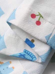 Dazy Plus Cartoon Floral Print Elastic Waist Loose Straight Leg Pajama Bottoms - Blue - View 3