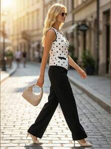 Editum Sleeveless Top And Pants Minimalist Commuting Elegant Linen Suit  Spring/Summer Work Wear Women Business Professional Women - Multicolor - View 10