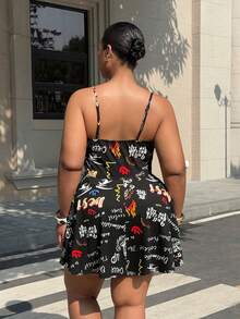 Solflare Plus Size Casual Digital Print Jumpsuit, Suitable For Women's Travel, Summer Wear, Vacation Outfit - Multicolor - View 3