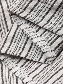 Livesso 女士条纹宽松专属春季腰带衬衫 - 黑與白 - 查看 6