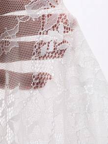 DAZY 女士常规腰线蕾丝拼接半透明优雅性感休闲半身裙 - 白色 - 查看 7