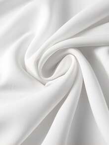 Franclia Women's Round Neck Short Sleeve Ruched Elegant Pearl Decor Mid-Length Dress - White - View 5