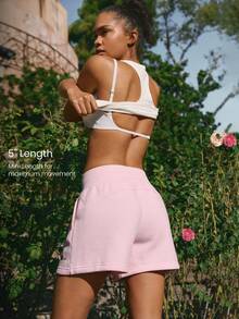 GLOWMODE Valentine's Day Everyday Fleece Cupid Called Warm Soft Lightweight Adjustable Drawstring Waist Slip Pockets Shorts Daily Casual Wear - Pink - View 2