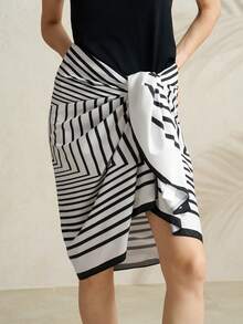 Airaco 条纹蝴蝶结腰部开衩裙 - 彩色 - 查看 3