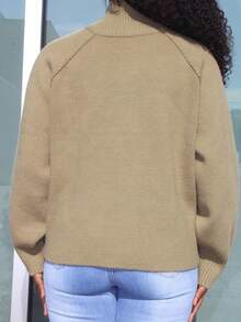 Steph T 拉链立领开衫，长袖上衣，老款款式，秋季服装商务休闲女式工作服夹克 - 軍綠色 - 查看 2