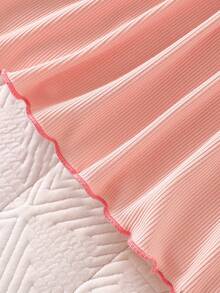 SHEIN Autumn New Arrival Newborn Baby Girl Elegant Sweet Cute Minimalist Casual Style Bow Contrast Color Doll Collar White Long Sleeve Dress With Bow Cuff Ruffle Hem Design Collared Baby Girl Dress Cozy Baby Girl Dress Pink Baby Dress Blush Pink Baby Dress - Pink - View 3