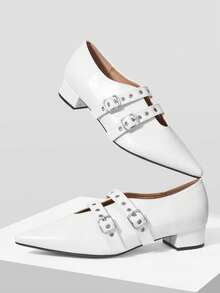 Mnmlis Women's Fashion Versatile Pointed Toe Buckle High Heel Pumps - Beige - View 5