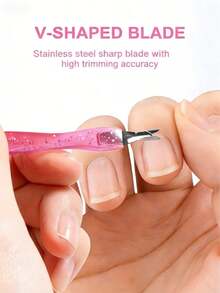 专业角质层修剪器和推棒，美甲工具，用于清洁指甲边缘和去除死皮 - 男女通用 - 玫紅色 - 查看 3