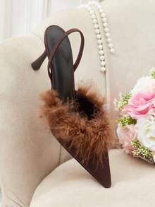 CUCCOO HITCHD Women's Pointed Toe Buckle Design Fashionable High Heels, Versatile For Daily Wear - Matte brown - View 6