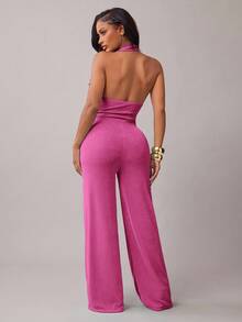 Radiana Bộ jumpsuit cổ yếm gợi cảm và thanh lịch dành cho nữ, thích hợp cho các buổi hẹn hò, tụ họp, tiệc tùng, hộp đêm, lễ hội. - Màu Hồng Tươi - Xem 3