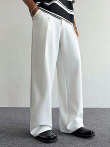 PAVTROS Casual Straight Loose White Pants For Young Men - White - View 3