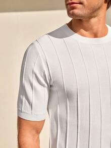 Manfinity Homme Men's Solid Color Crew Neck Short Sleeve Knit Top, Summer - Multicolor - View 4
