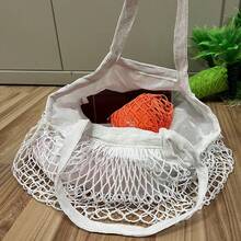 Joivida 1Pc Cotton Mesh Shopping Tote With Lining, Large Shoulder Bag For Supermarket, Travel & Beach, Reusable Storage Bag - multicolor - View 6