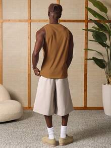 SUMWON Men's Ribbed Tank Top Sleeveless Crew Neck Undershirt Summer Essential Basic Layering Vest - Ginger - View 4