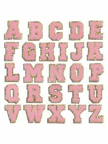 1pc, Pink A-Z 26 Patches With Letters, Ironing On Letters Patch, Clothing Jacket Bag Ornaments Accessories, Alphabet Badges Stickers - Pink - View 38