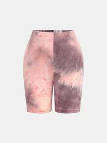 2件套女童扎染印花针织T恤+打底裤套装，休闲、日常、时尚、百搭、复古风，适合外出、姐妹合照、公园、露营、旅行、派对等场合。 - 粉色 - 查看 8