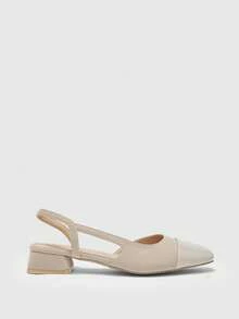 CUCCOO BIZCHIC Women's Pointed Toe Chunky Heel Colorblock High Heels, Spring/Summer - Apricot - View 2