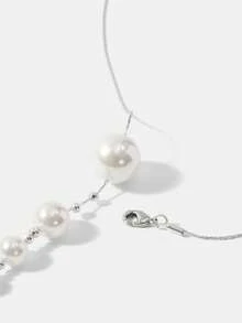 MOTF PREMIUM Dây chuyền mạ vàng 18K tối giản đính ngọc trai giả - Bạc - Xem 4