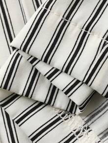 DAZY Teen Girls Striped Loose Straight Casual Daily Versatile T-Shirt Set - Black - View 6