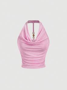 SHEIN MOD 3pcs Women's Solid Color Draped Neck Fashion Camisole Classy Tops 3 Pack Tops Elegant Tops Cowl Neck Top Halter Tops For Women - Multicolor - View 5