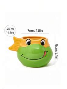 TEENAGE MUTANT NINJA TURTLES | SHEIN 1pc Cute Cartoon Turtle Shaped Ceramic Mug, Heat Resistant & Dishwasher Friendly, For Milk, Juice, Coffee, Tea - Orange - View 3