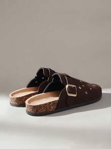 Solecia Thick-Soled Slip-On Outer Wear Casual Shoes Commuting Flip Fur Round-Toed Shoes Women's Foot Closed Toe Slippers - Brown - View 3