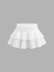 SHEIN Leap Crew Tween Girls Floral Print Ruched Hem Cropped Cami Top With Sheer Strap & Layered Mini Skirt 2 Pieces Set,White Summer Y2k Vacation Resort Dress Outfit - Hot Pink - View 9