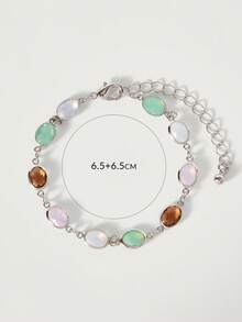 Glisma Vòng tay đính hạt (Kích thước khác nhau tùy theo số lượng hạt), Cao cấp/Cổ điển/Sang trọng, Quyến rũ/Cổ điển, Dành cho Mẹ/Phụ nữ/Cô gái/Mẹ, Mùa hè/Đi biển/Dạ hội/Tiệc tùng, Nhiều lớp/Đá quý/Đính hạt/Pha lê - Bạc - Xem 6