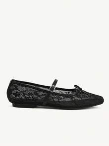 CUCCOO CHICEST Women's Versatile Mesh Bowknot Strap Flat Sandals, Suitable For Work And Casual Wear In Summer Summer Shoes Wedding Shoes Bride Shoes - Black - View 3