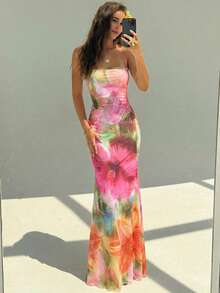 Aloruh 女士无袖露背印花连衣裙 - 彩色 - 查看 6